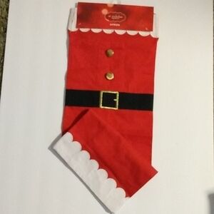 St Nicholas Square Santa Apron, Red, gold bottoms, faux black belt, NWT